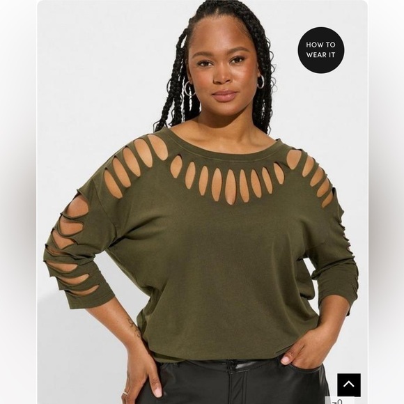 torrid Tops - Torrid‎ vintage cotton jersey slashed out details